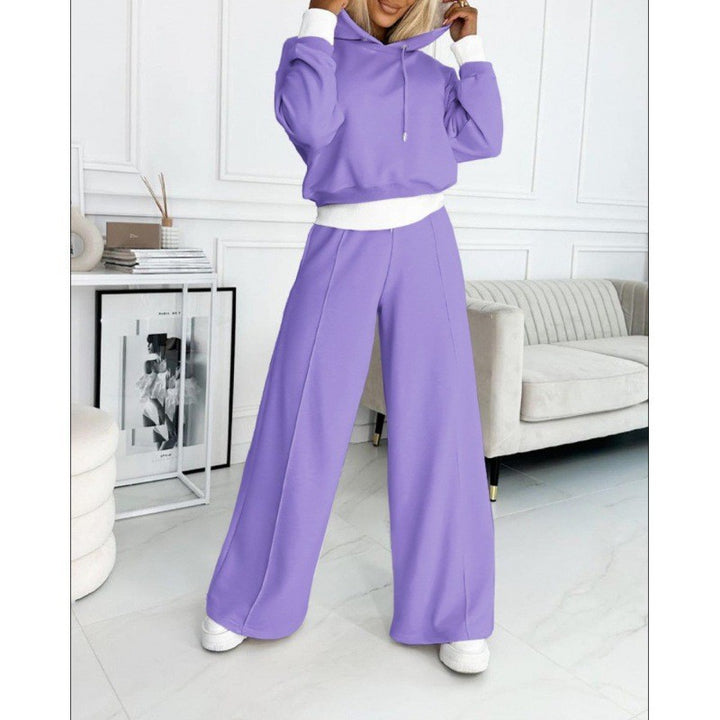 Women's Cropped Hoodie and Wide High-Waisted Jogging Pants Set Mune Fashion