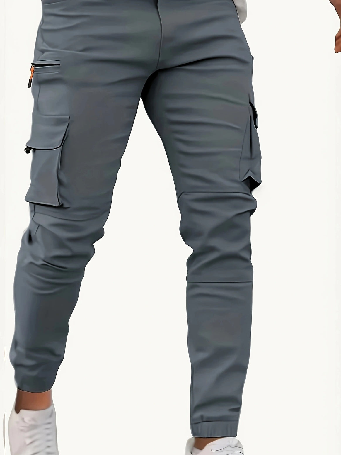 Men's tapered utility cargo pants with zip pocket, flap pockets, and D-ring Mune Fashion