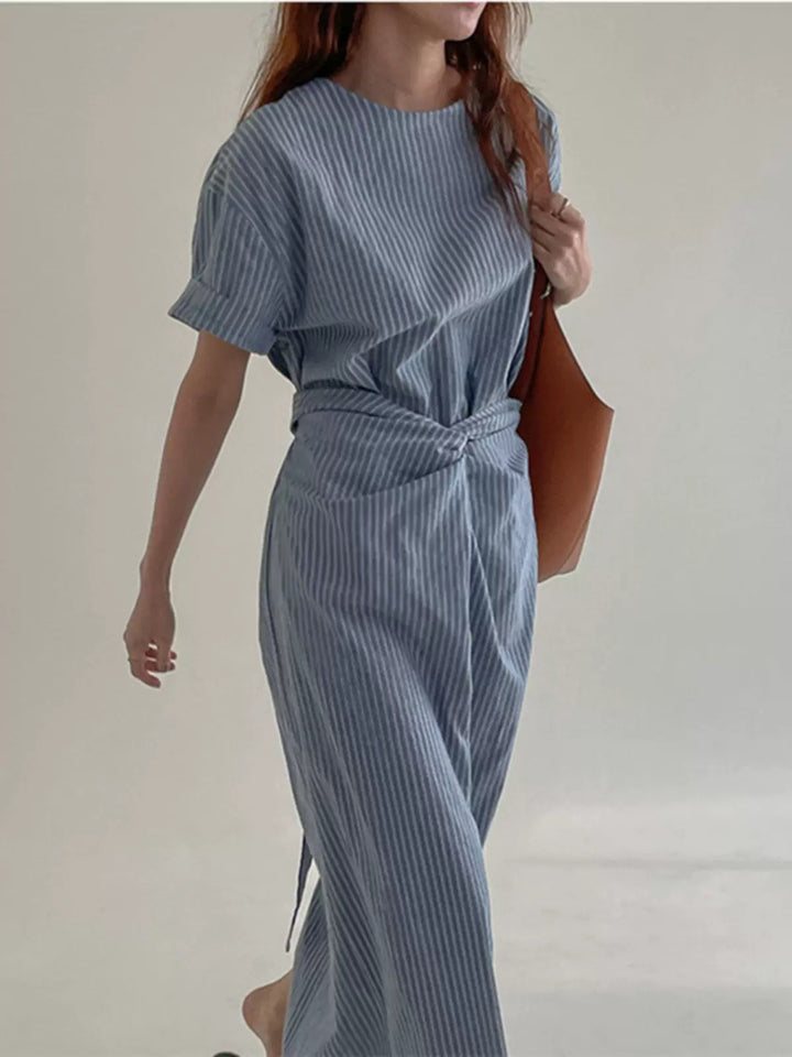 Women Two-Piece Lounge Set with Knot Waist and Wide Leg Mune Fashion