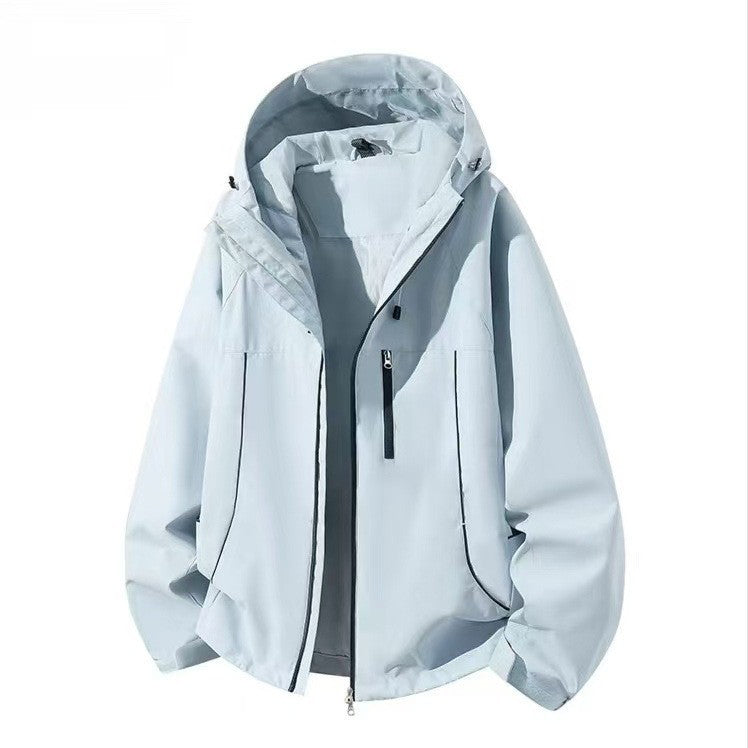 Men's Waterproof Hooded Softshell Jacket with Windproof Cut and Zipper Mune Fashion