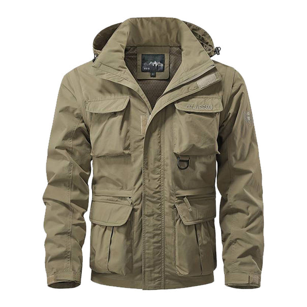 Men's nan multifunctional field jacket with hood and reinforced multiple pockets water-repellent outer material and adjustable hem Mune Fashion