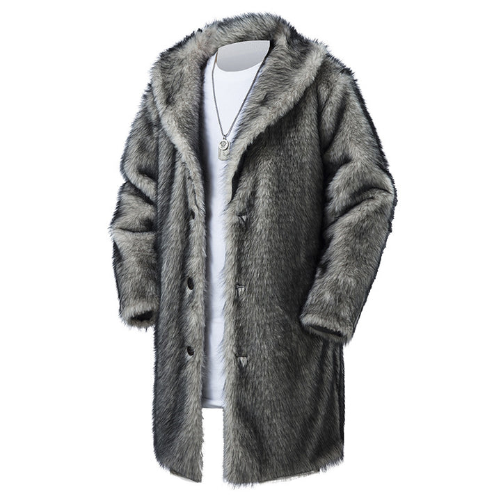 Men's Long Fur Coat with Hood Mune Fashion