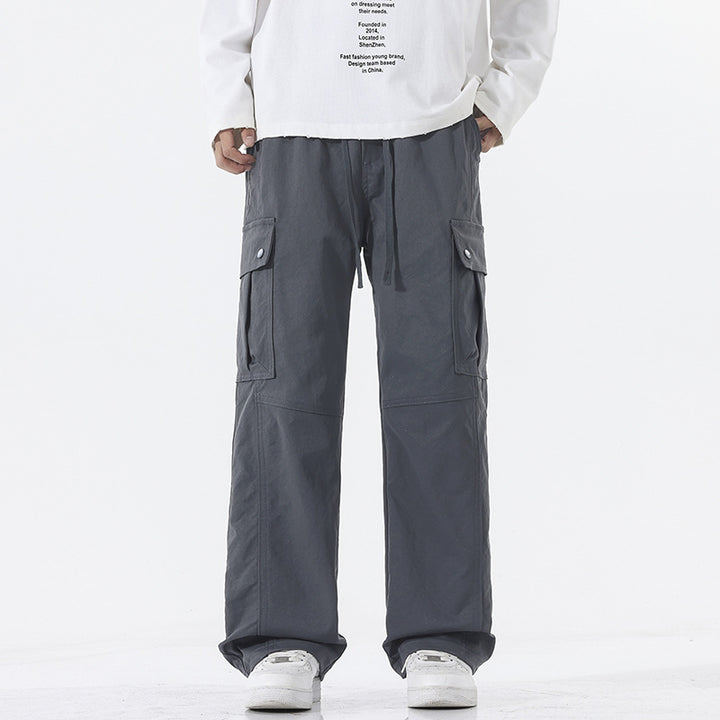 Men's Oversized Cargo Pants in Utility Style with Drawstring Waistband and Large Flap Pockets Mune Fashion