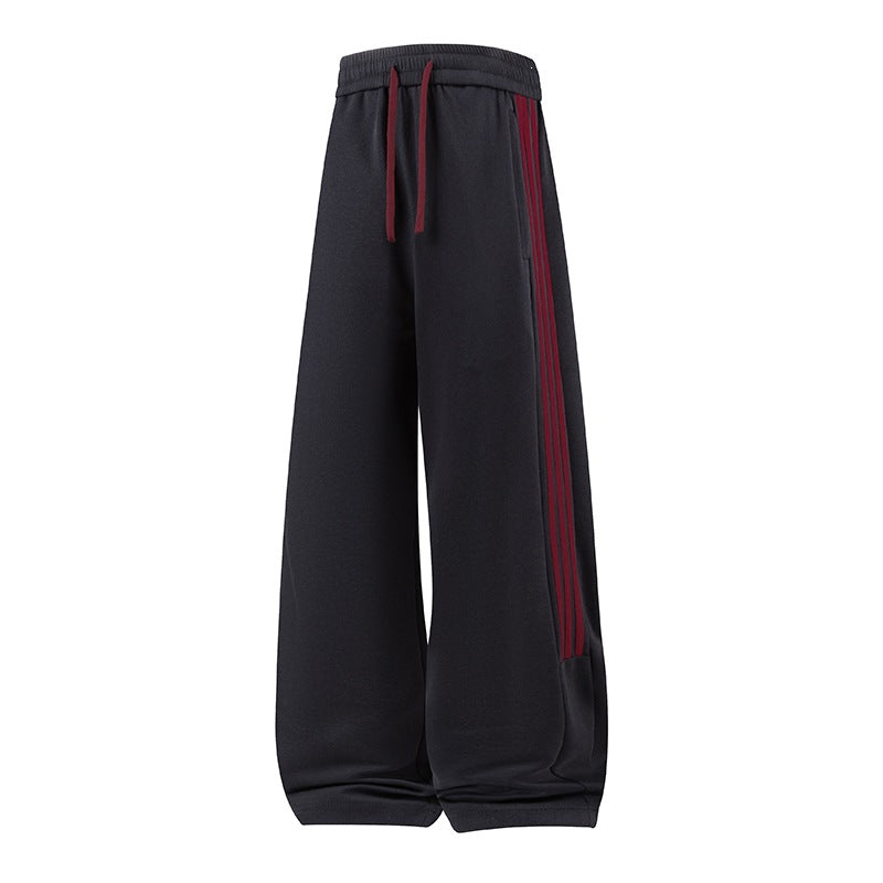 Women Wide High-Waist Jogging Pants with Distinct Side Stripes & Drawstring Mune Fashion
