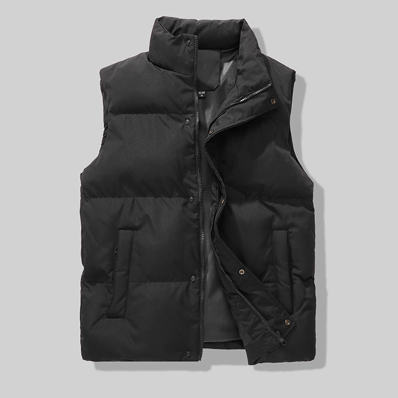 Men's sleeveless padded isolation vest with high stand-up collar, full-length zipper and side pockets Mune Fashion