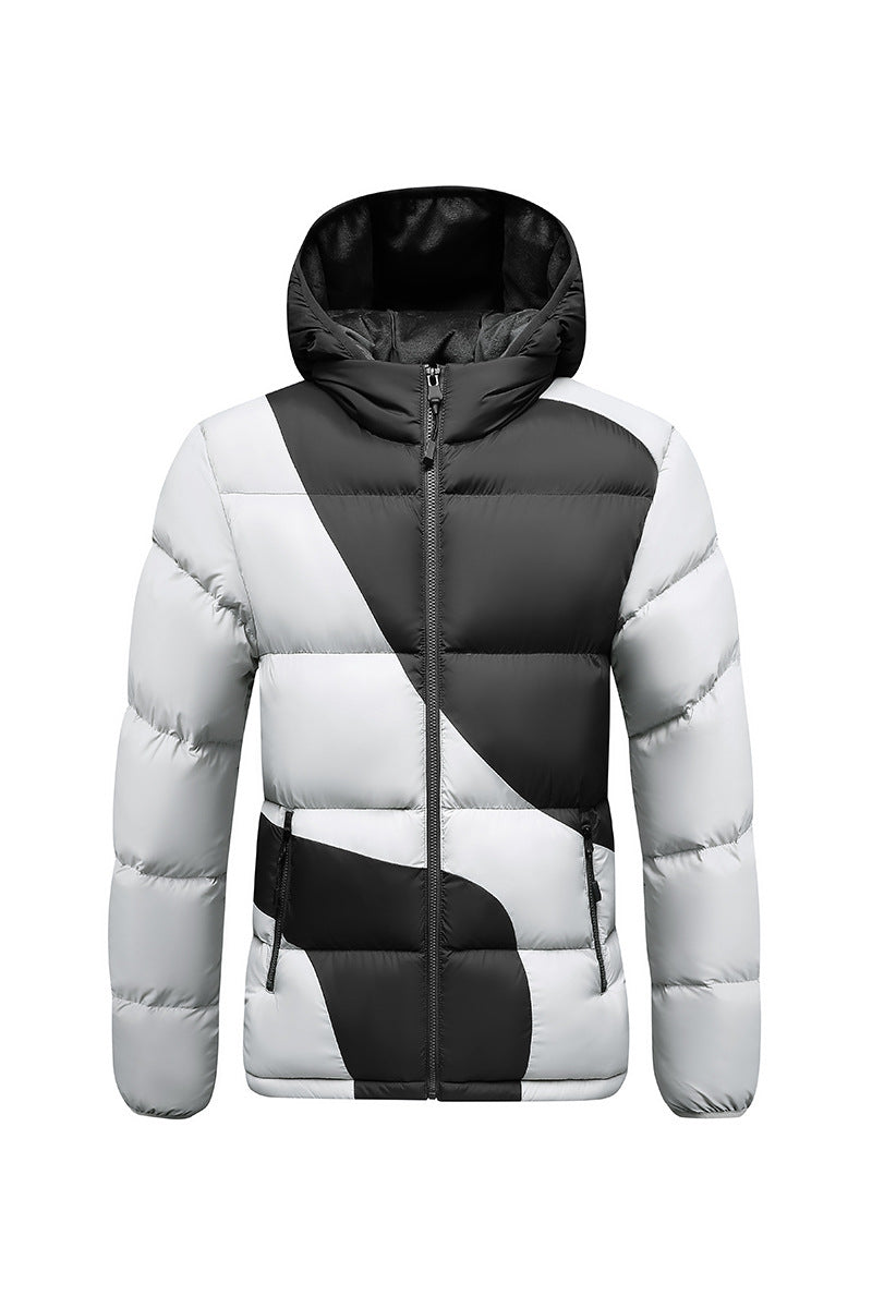 Men's quilted jacket with contrasting panels, hood, and thermal synthetic filling Mune Fashion