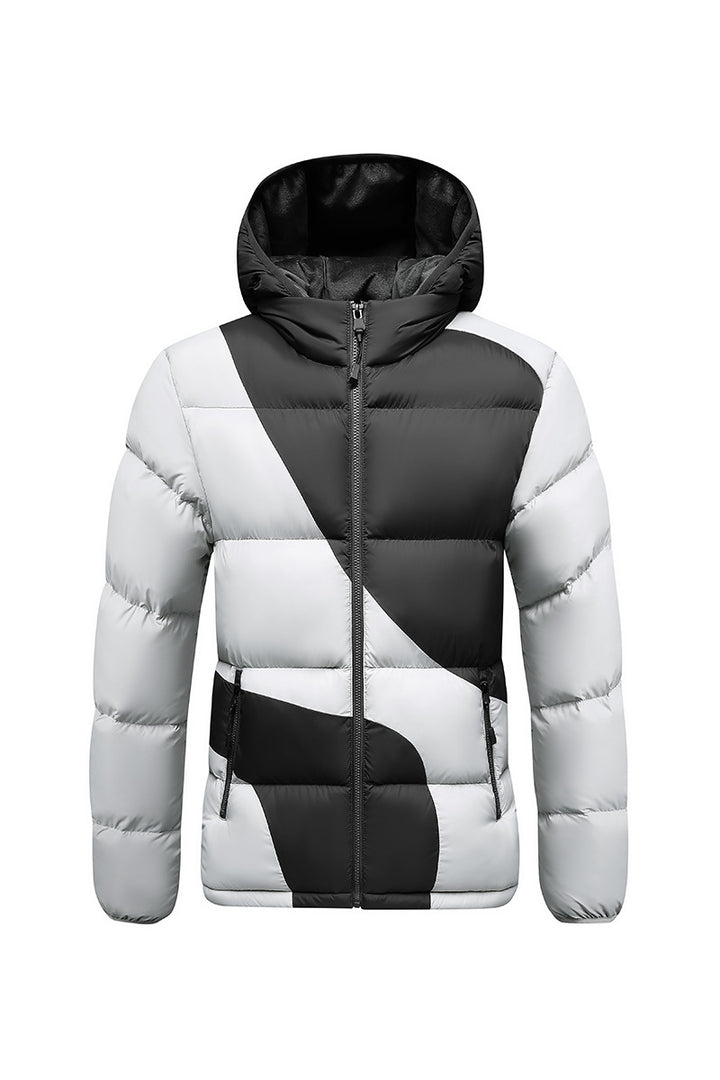 Men's quilted jacket with contrasting panels, hood, and thermal synthetic filling Mune Fashion