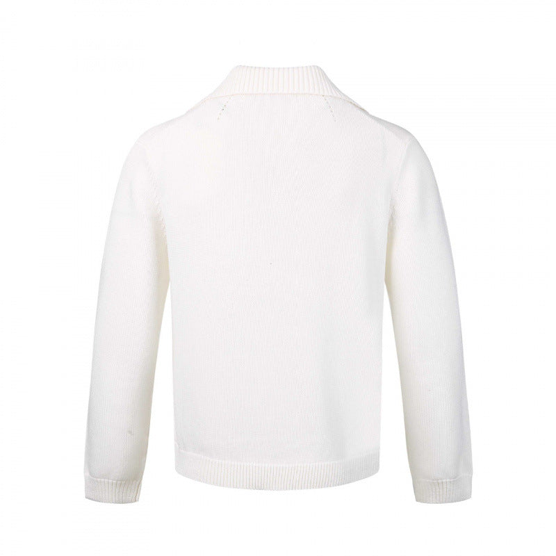 Men's fine knit sweater with V-neck and turned down shirt collar Mune Fashion