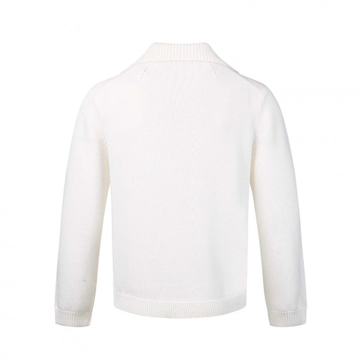 Men's fine knit sweater with V-neck and turned down shirt collar Mune Fashion