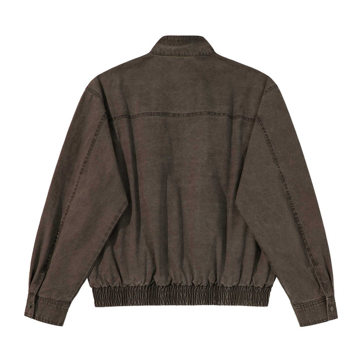 Men's short-cut utility jacket with high stand-up collar, zipper, and elastic hem Mune Fashion
