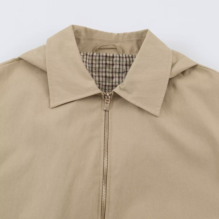 Women's Lightweight Hoodie Jacket in Cropped Oversize Fit with Drawstring Hem and Concealed Zipper Mune Fashion