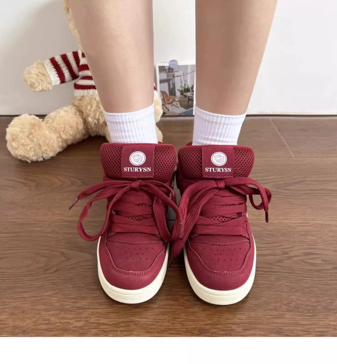 Women's Sporty High-Top Sneakers with Breathable Mesh Upper and Reinforced Ankle Support Mune Fashion