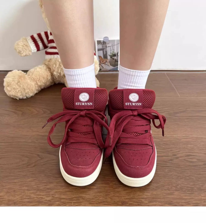 Women's Sporty High-Top Sneakers with Breathable Mesh Upper and Reinforced Ankle Support Mune Fashion