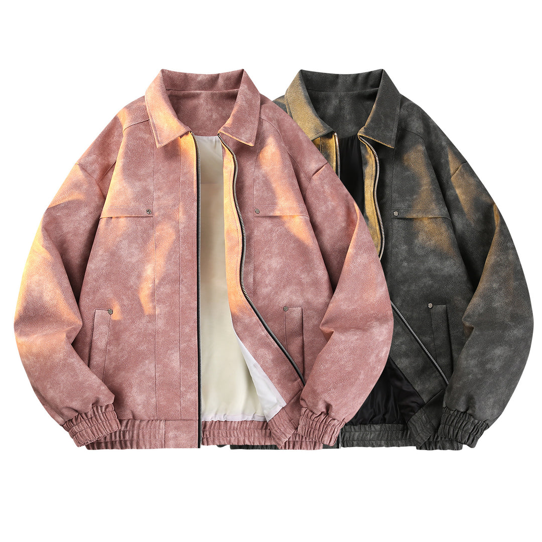 Men's vintage-inspired velour-look transitional jacket with two-way zipper, elastic hem & flap pockets Mune Fashion