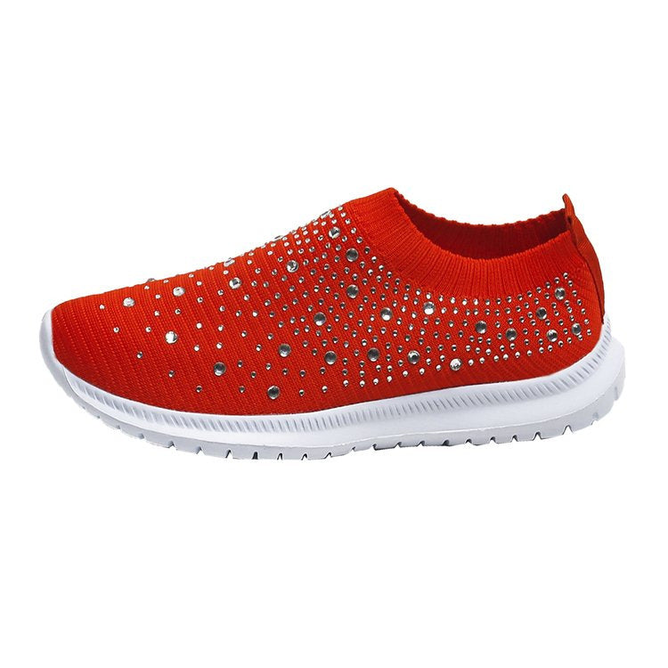 Women’s knit slip-on sneaker with elastic shaft and decorative stones Mune Fashion