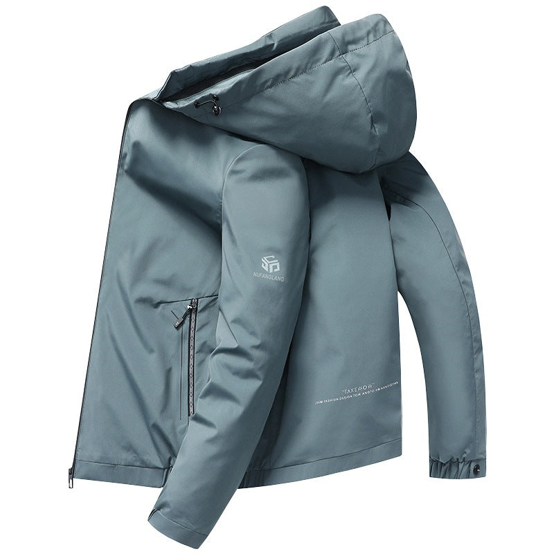 Men's lightweight hooded jacket in urban travel style with three-quarter sleeves Mune Fashion
