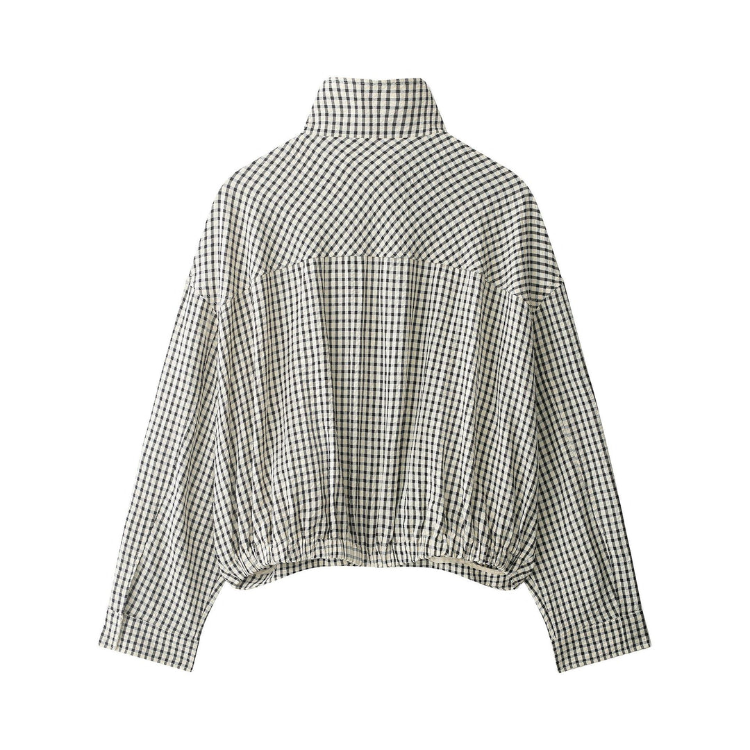 Women's Oversize Cropped Jacket with Stand-up Collar, Boxy Silhouette and Patch Pockets Mune Fashion