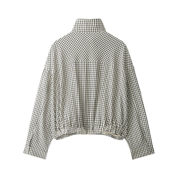 Women's Oversize Cropped Jacket with Stand-up Collar, Boxy Silhouette and Patch Pockets Mune Fashion