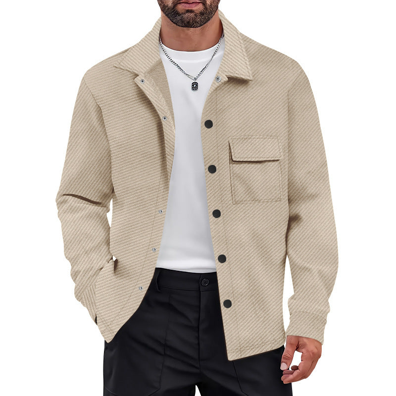 Men's nano structured overshirt jacket with Kent collar snap button placket and patch breast pocket Mune Fashion