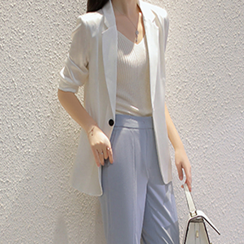 Ladies Elegant Blazer with fine stripes Mune Fashion
