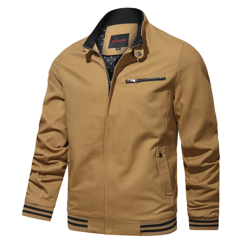 Men's nano urban blouson with contrast-trimmed stand-up collar, striped ribbed cuffs, and chest zip pocket Mune Fashion