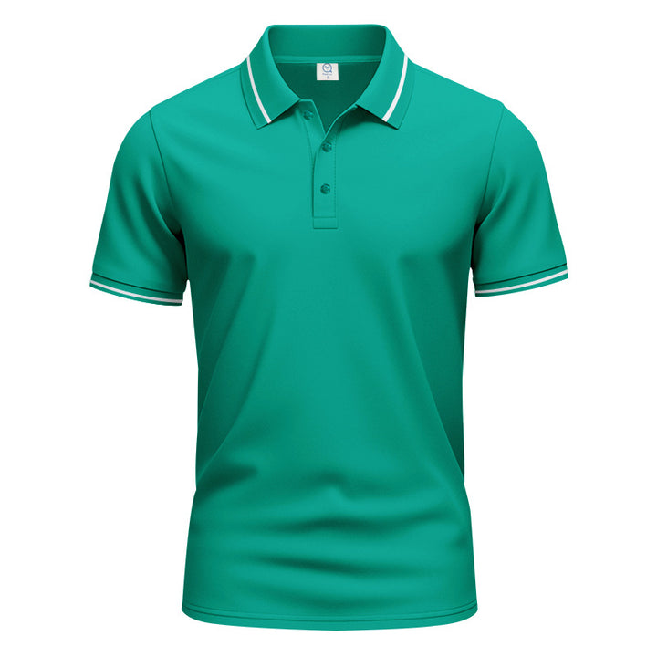 Men's breathable interlock polo shirt with contrast tipping, short button placket and slim silhouette Mune Fashion