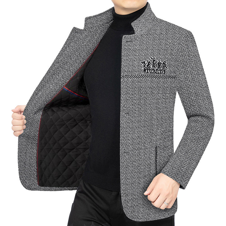 Men's wool coat with teddy lining, stand-up collar and slim silhouette Mune Fashion