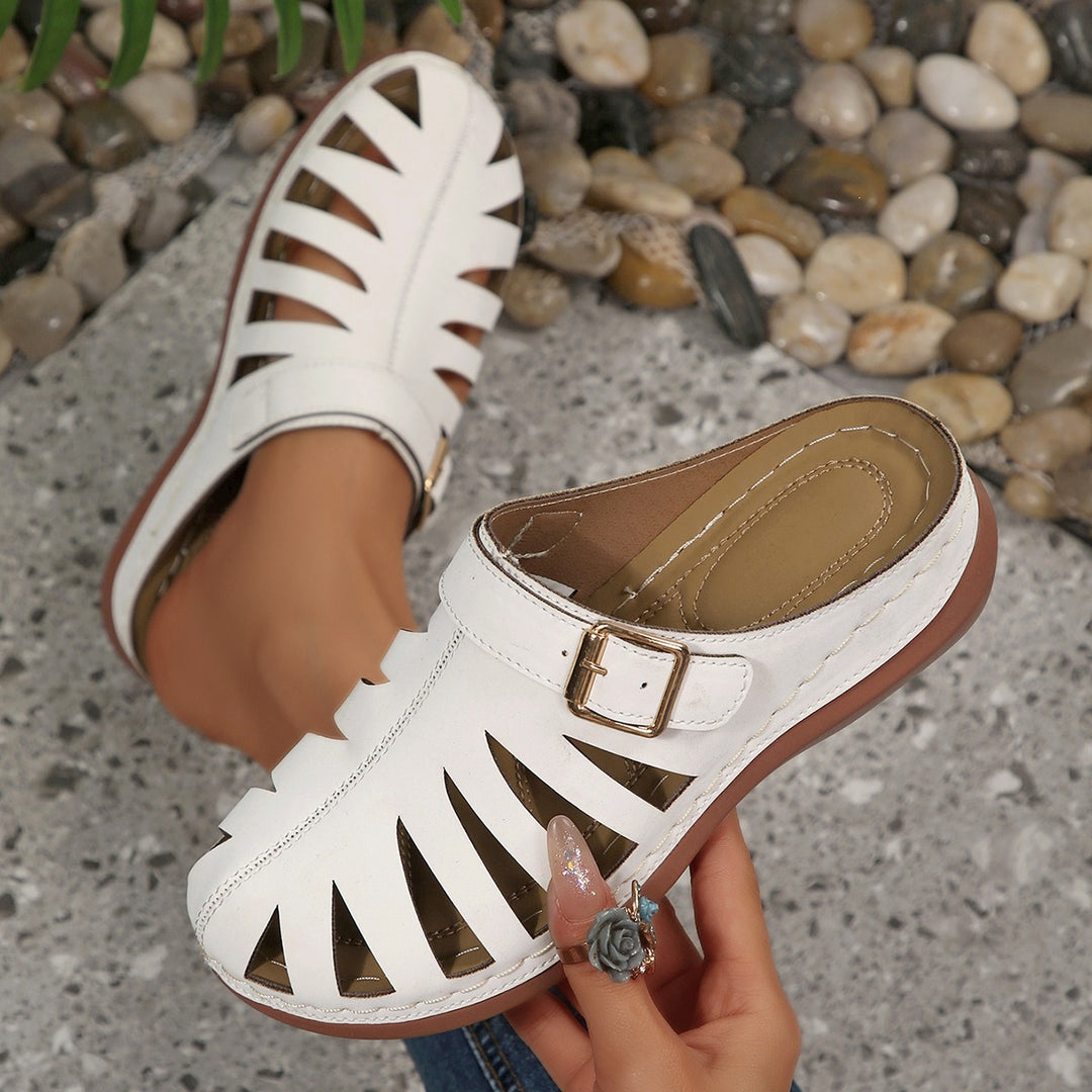 Damen Slipper‑Sandalen mit geschlossener Zehenkappe, Cut‑Out‑Design und verstellbarer Schnalle Mune Fashion
