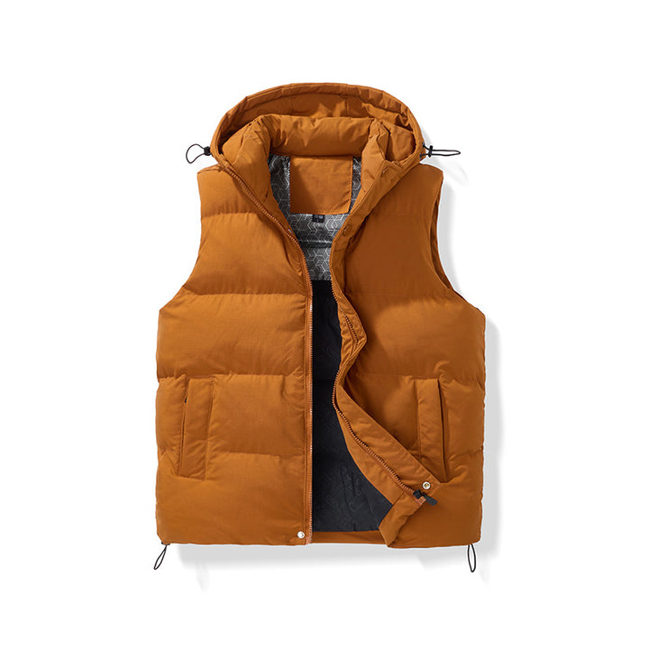 Unisex Padded Hooded Vest with Thermal Insulation and Drawstring Mune Fashion