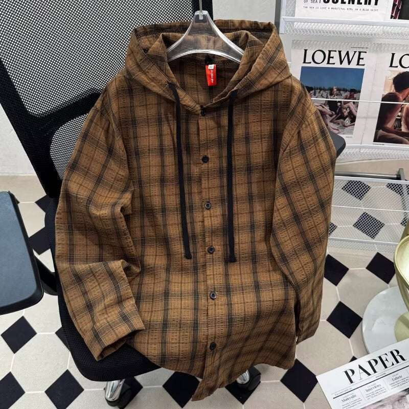 Women's URBAN CHECK HOODIE WITH BUTTON DETAILS Mune Fashion