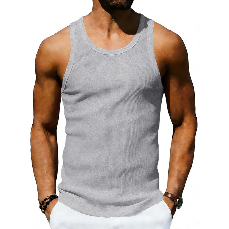 Men's ribbed casual tank top with wide straps and a fitted cut Mune Fashion