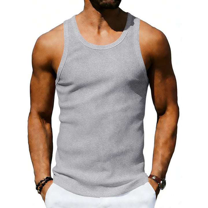 Men's ribbed casual tank top with wide straps and a fitted cut Mune Fashion