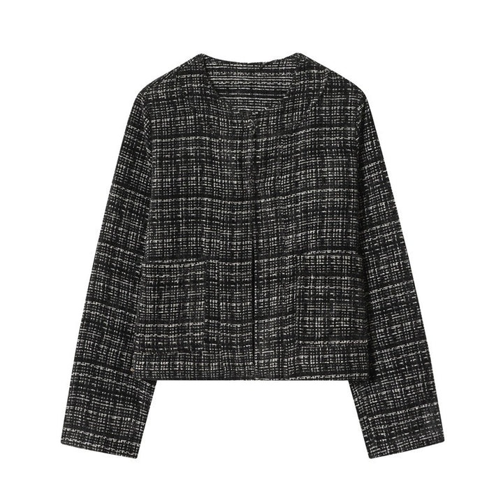 Women's Boxy Tweed Jacket in Boucle Look with Concealed Button Placket and Boxy Silhouette Mune Fashion
