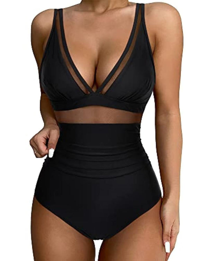 Women's High-waisted Bikini with Transparent Inserts Mune Fashion