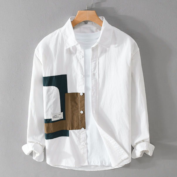 Men's overshirt shirt with geometric patch design and relaxed fit Mune Fashion