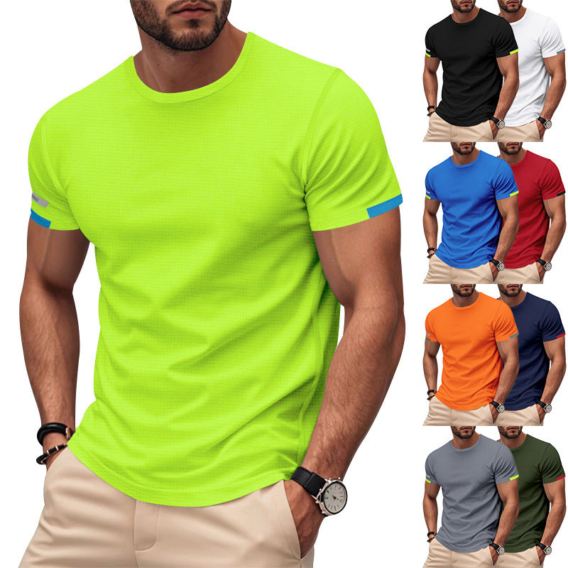 Men's nan athletic short-sleeve cotton jersey T-shirt with round neck and reflective sleeve details Mune Fashion
