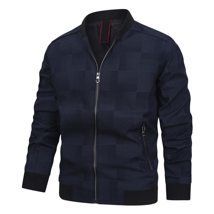 Men's subtly checked structured bomber jacket with stand-up collar and ribbed cuffs Mune Fashion