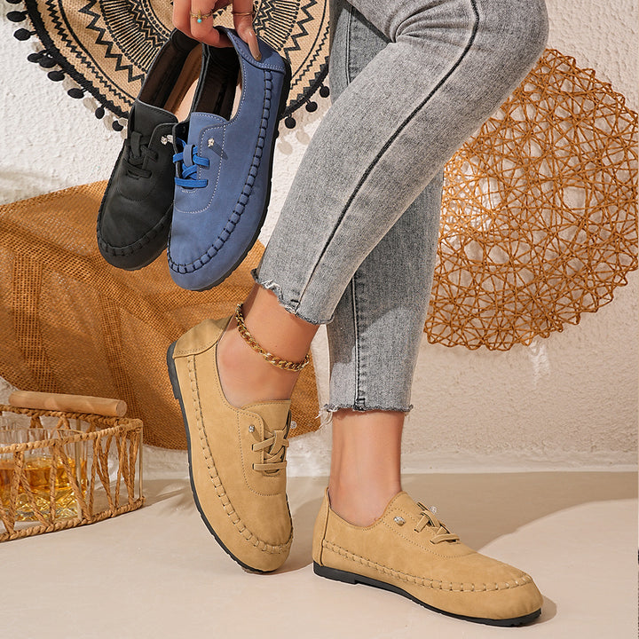 Women Comfortable Moccasins with Fashionable Lacing Design Mune Fashion