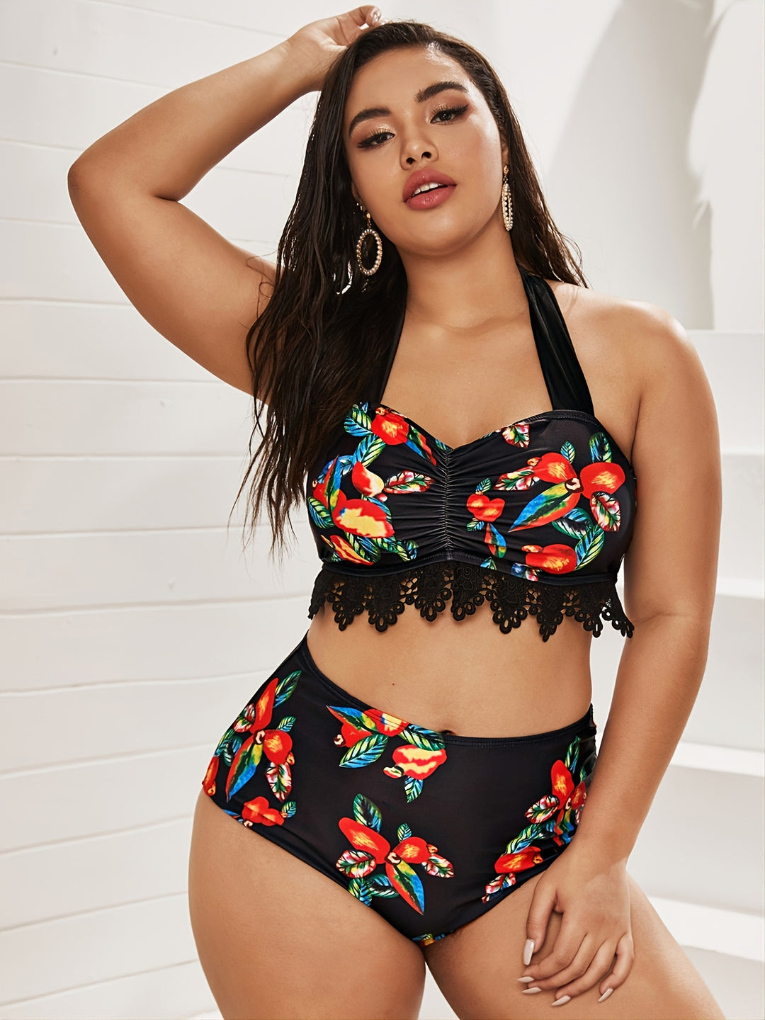 Women's Two-Piece Swimsuit Set with Floral Design Mune Fashion