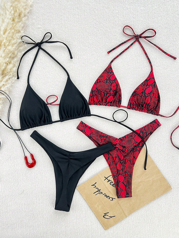 Women Triangle Bikini Set with Playful Design Mune Fashion