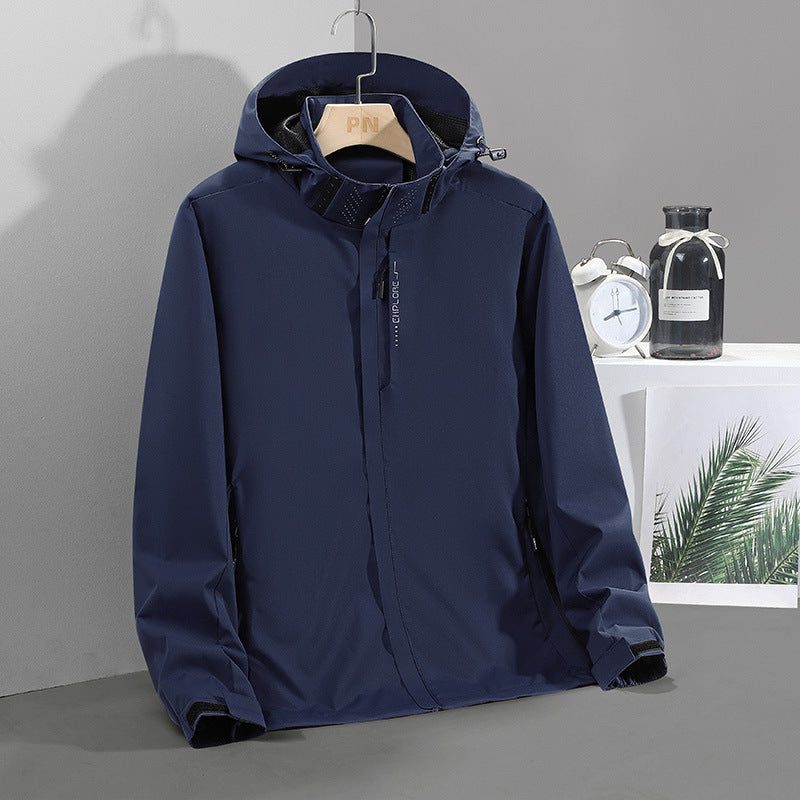 Men's Lightweight Softshell Hooded Jacket with Concealed Zipper and Windproof Membrane Mune Fashion