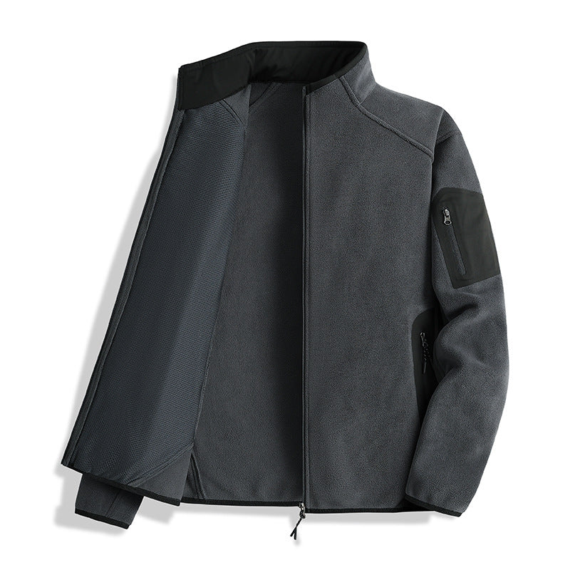 Men's fleece jacket with stand-up collar and softshell inserts Mune Fashion