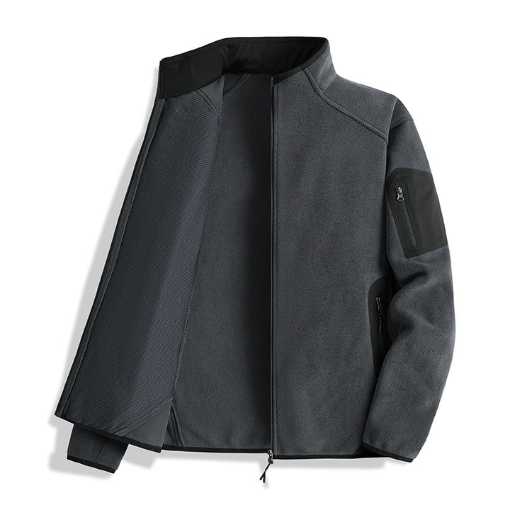 Men's fleece jacket with stand-up collar and softshell inserts Mune Fashion