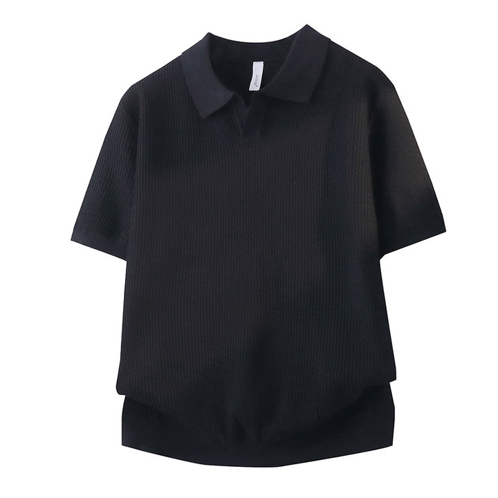 Women Short Sleeve Polo Shirt with Textured Design Mune Fashion