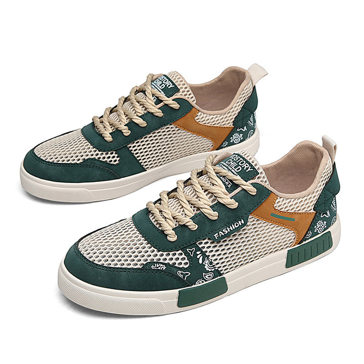 Unisex breathable leisure sneakers with airy mesh inserts and bandana pattern Mune Fashion