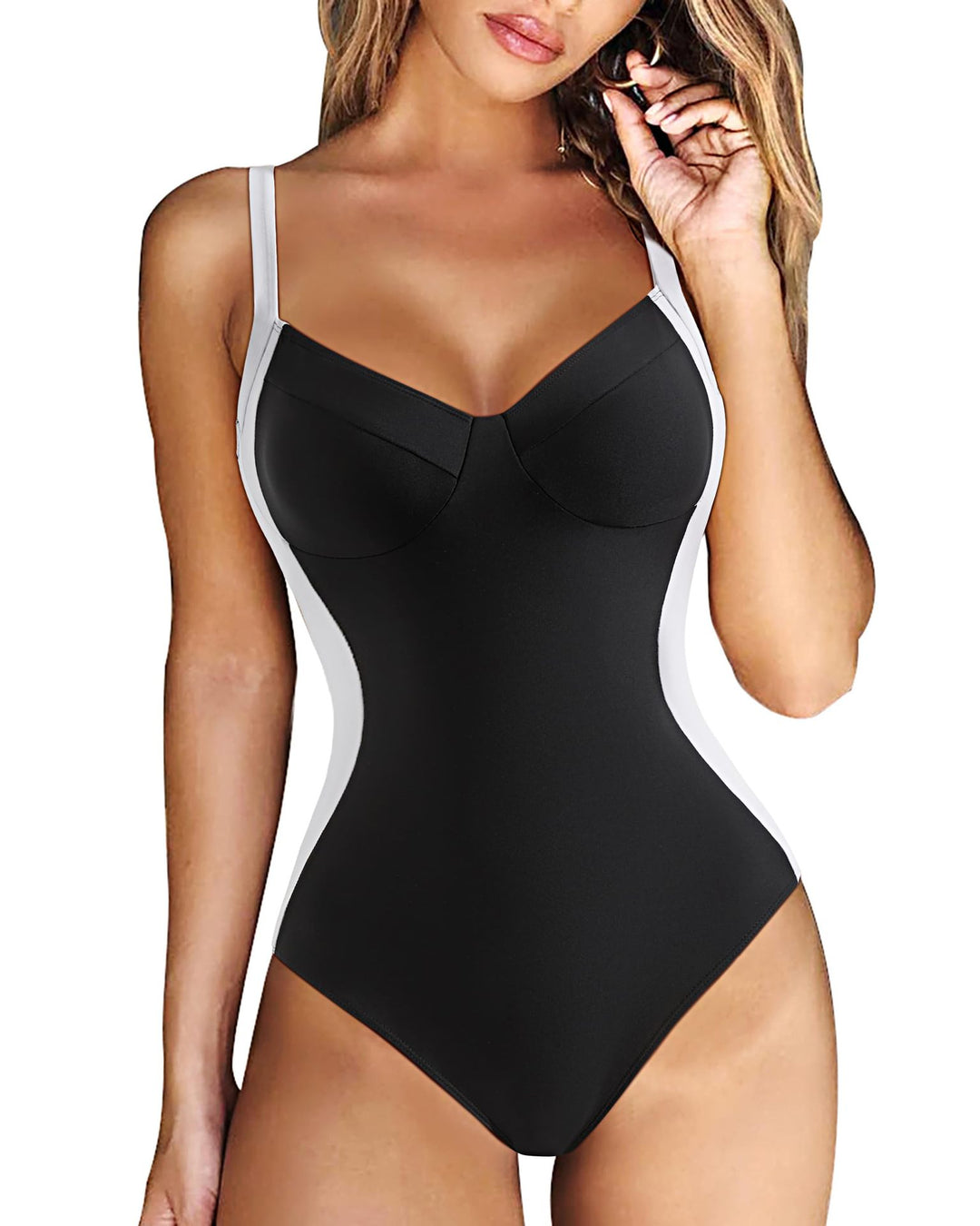 Ladies elegant swimsuit with soothing V-neck Mune Fashion