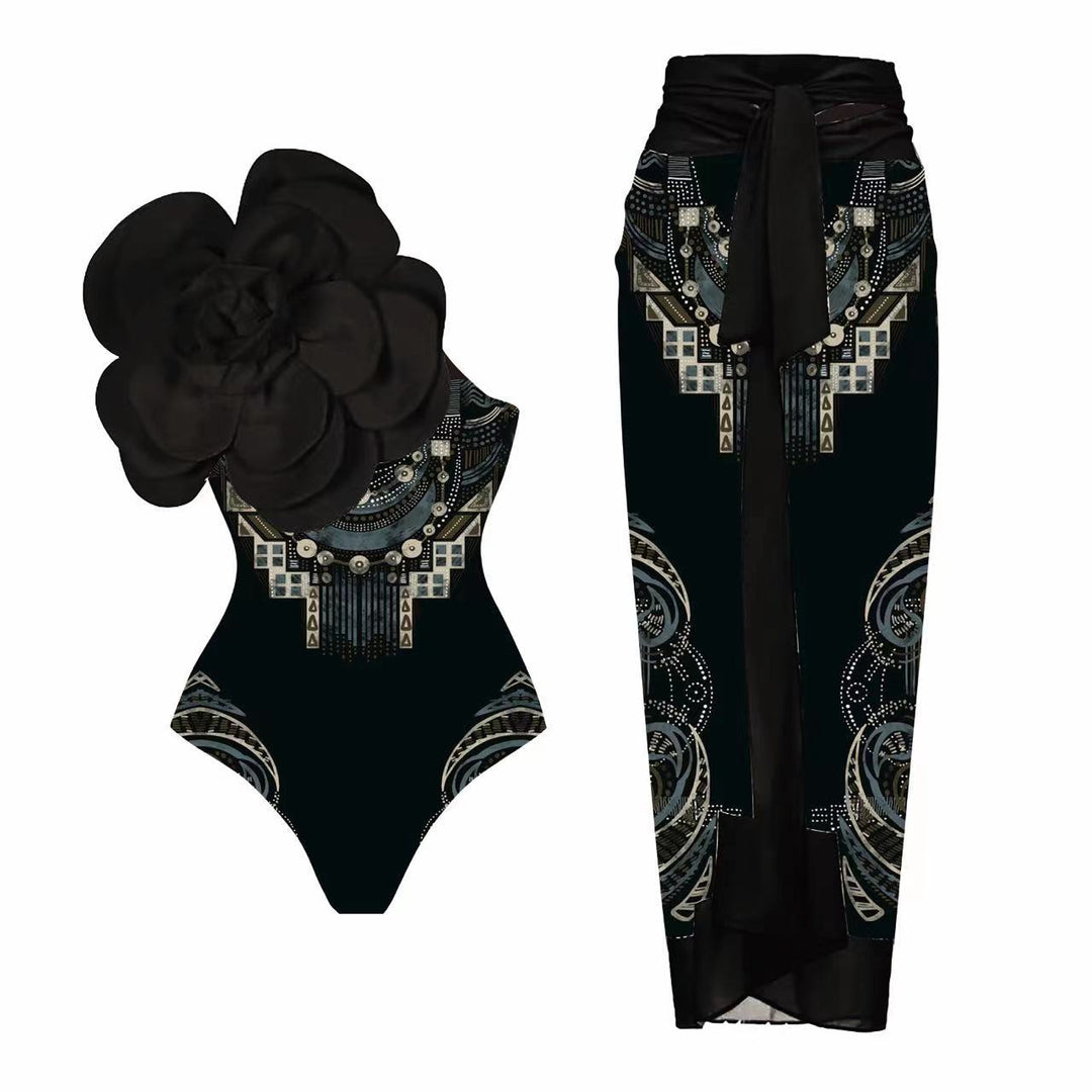 Ladies One-Piece Swimsuit with Floral 3D Design Mune Fashion