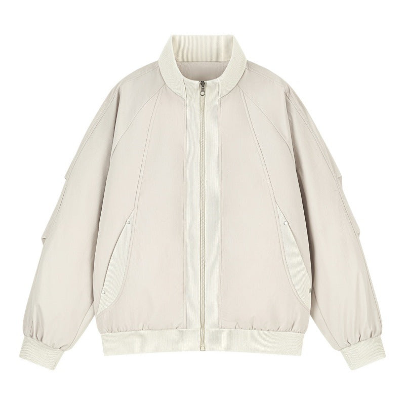Women's Oversize Bomber Jacket with Raglan Sleeves, Stand Collar and Slip Pockets Mune Fashion