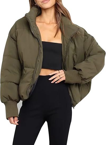 Women's Quilted Short Jacket with Stand-Up Collar, Padded Filling, and Elastic Cuffs Mune Fashion