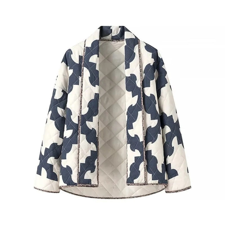 Women's Quilted Oversize Jacket with Patchwork Pattern and Wide Kimono Sleeves Mune Fashion